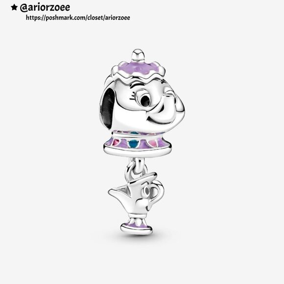 Pandora Disney Beauty and the Beast Mrs. Potts and Chip Dangle Charm - Picture 1 of 2